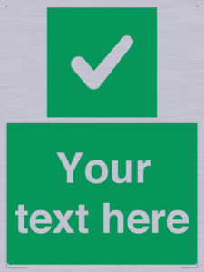 Custom green background, green square with tick sign